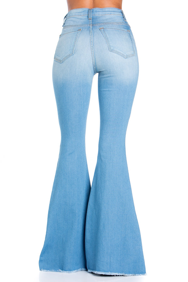 Logan Bell Bottom Jean  in Light Blue