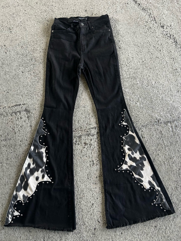 Wild West Studded Cowhide Bell Bottom
