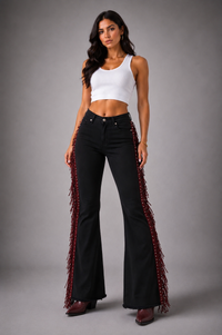 Texas Sun Bell Bottom Jean Black/Burgundy