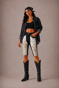 Rodeo Capri Short in Brown Cowhide