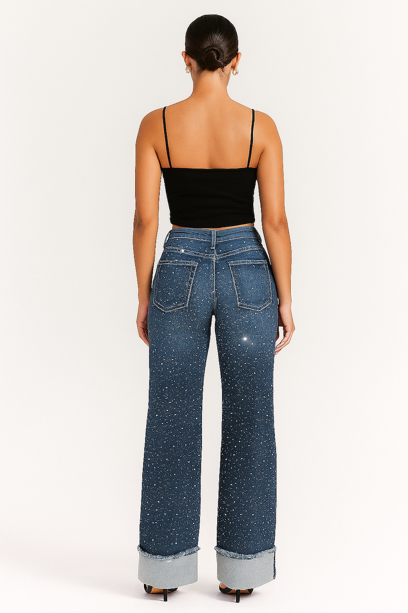 Gary Low Rise Rhinestone Jean Monterey Wash