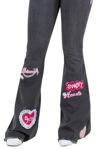 Sweet Heart Bell Bottom Jean in Grey