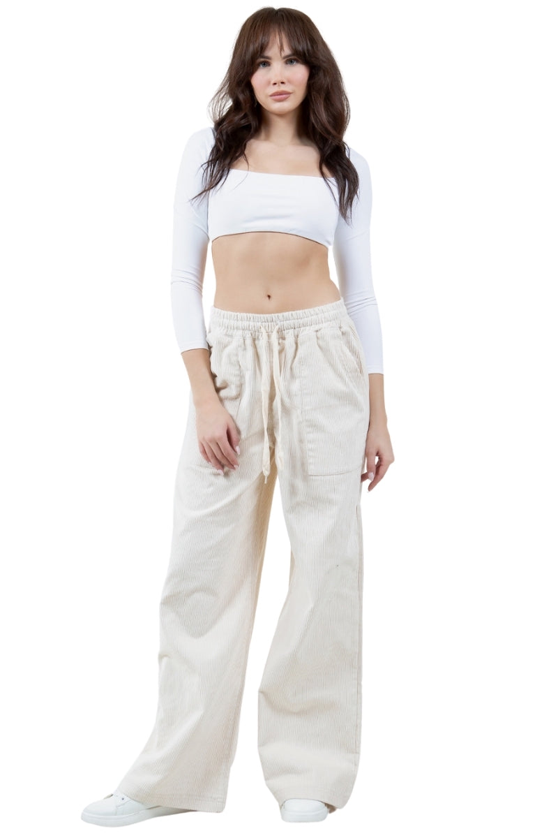 Cord Wide Leg Pant in Cream