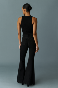 Rodeo Bell Bottom Jean in Black/Pink