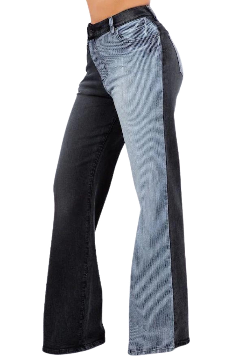 Asymmetrical Wide Leg Jean in Black