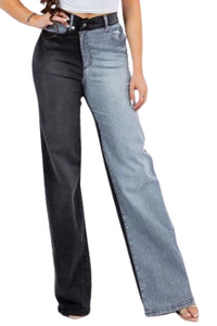 Asymmetrical Wide Leg Jean in Black