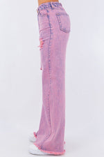 Tracey Wide Leg Jean in Vintage Pink