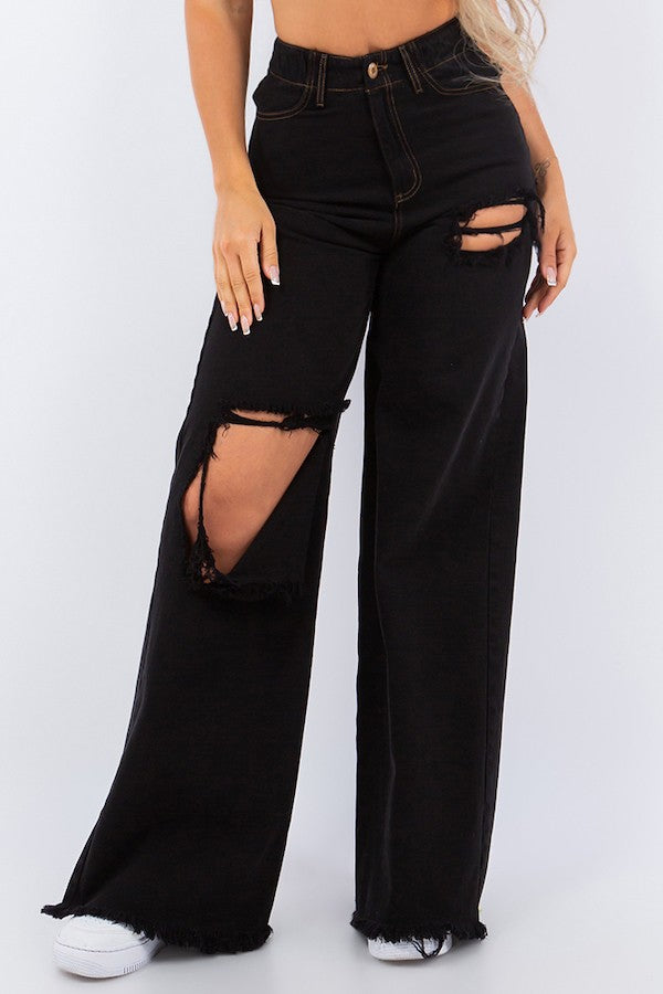 Tracey Wide Leg Jean in Black