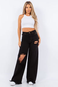 Tracey Wide Leg Jean in Black