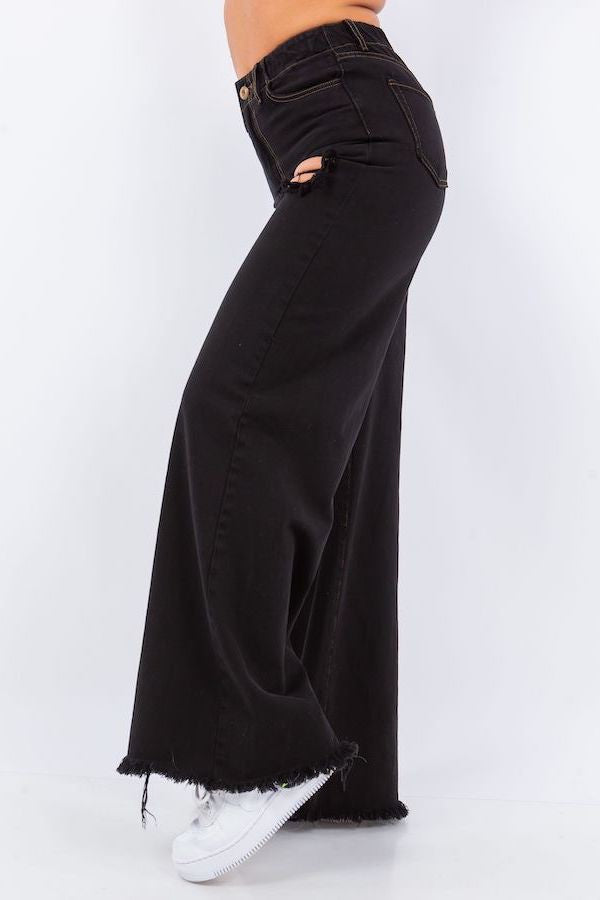 Tracey Wide Leg Jean in Black