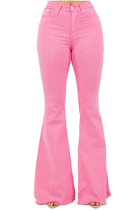 Bell Bottom Jean in Neon Pink