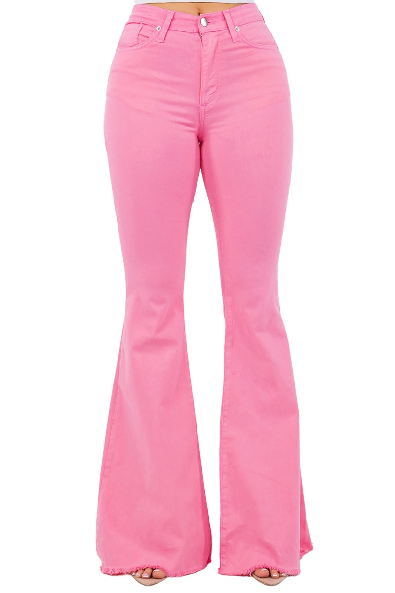 Bell Bottom Jean in Neon Pink