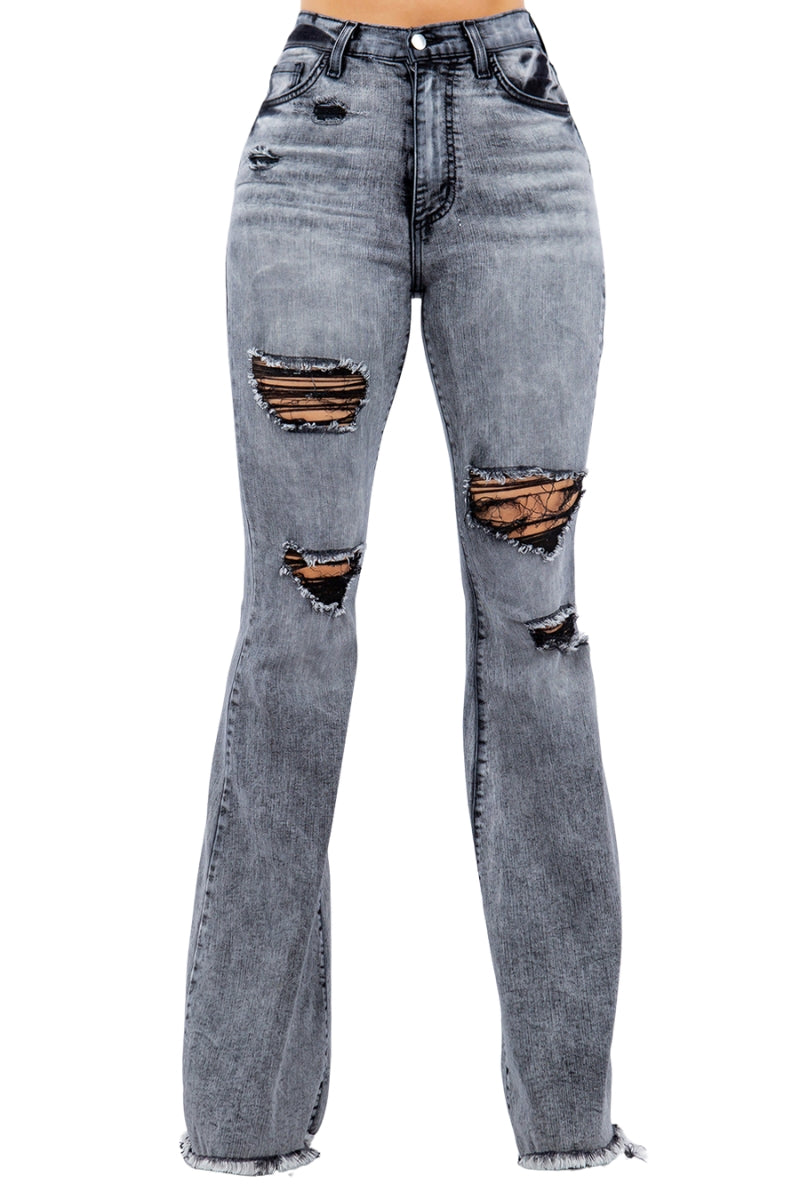 Storm Bell Bottom Jean in Charcoal Grey