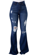 Skylar Flare Denim Jean  In  Dark Blue