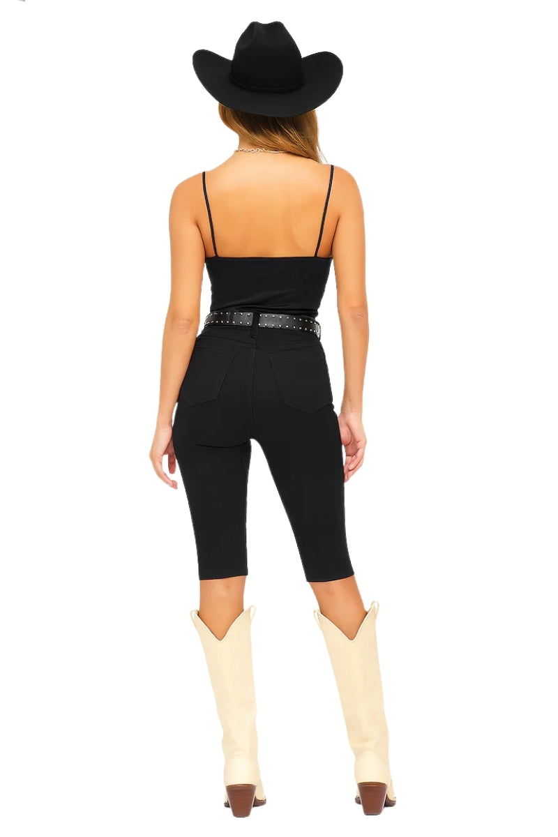 Rodeo Capri Short in Black/ Brown Horse Belly