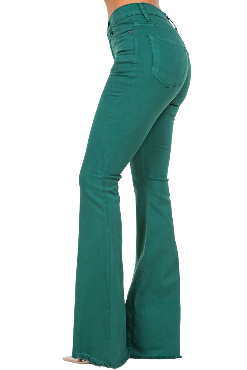 Bell Bottom Jean in Hunter Green