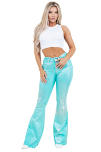 Glister Bell Bottom Jean in Turquoise