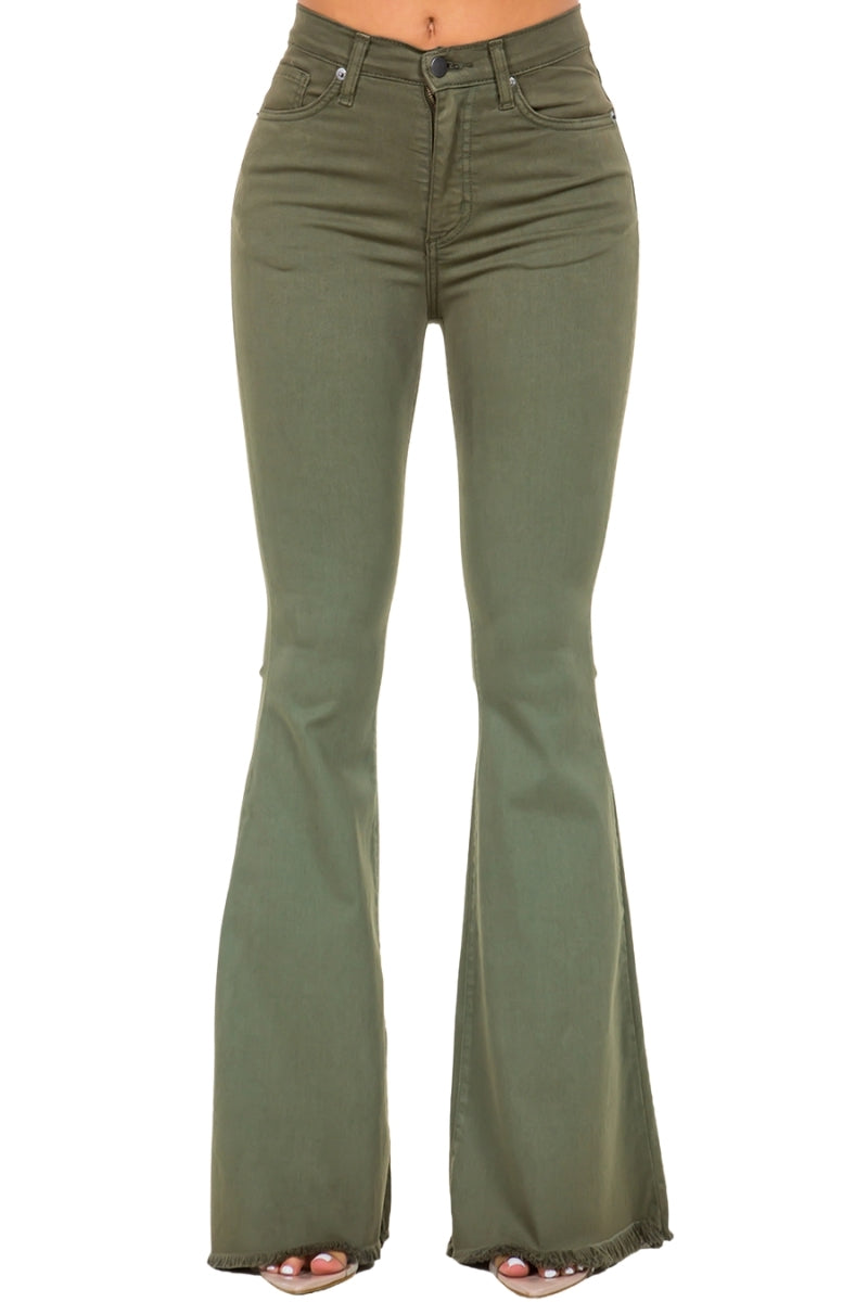 Bell Bottom Jean in Olive