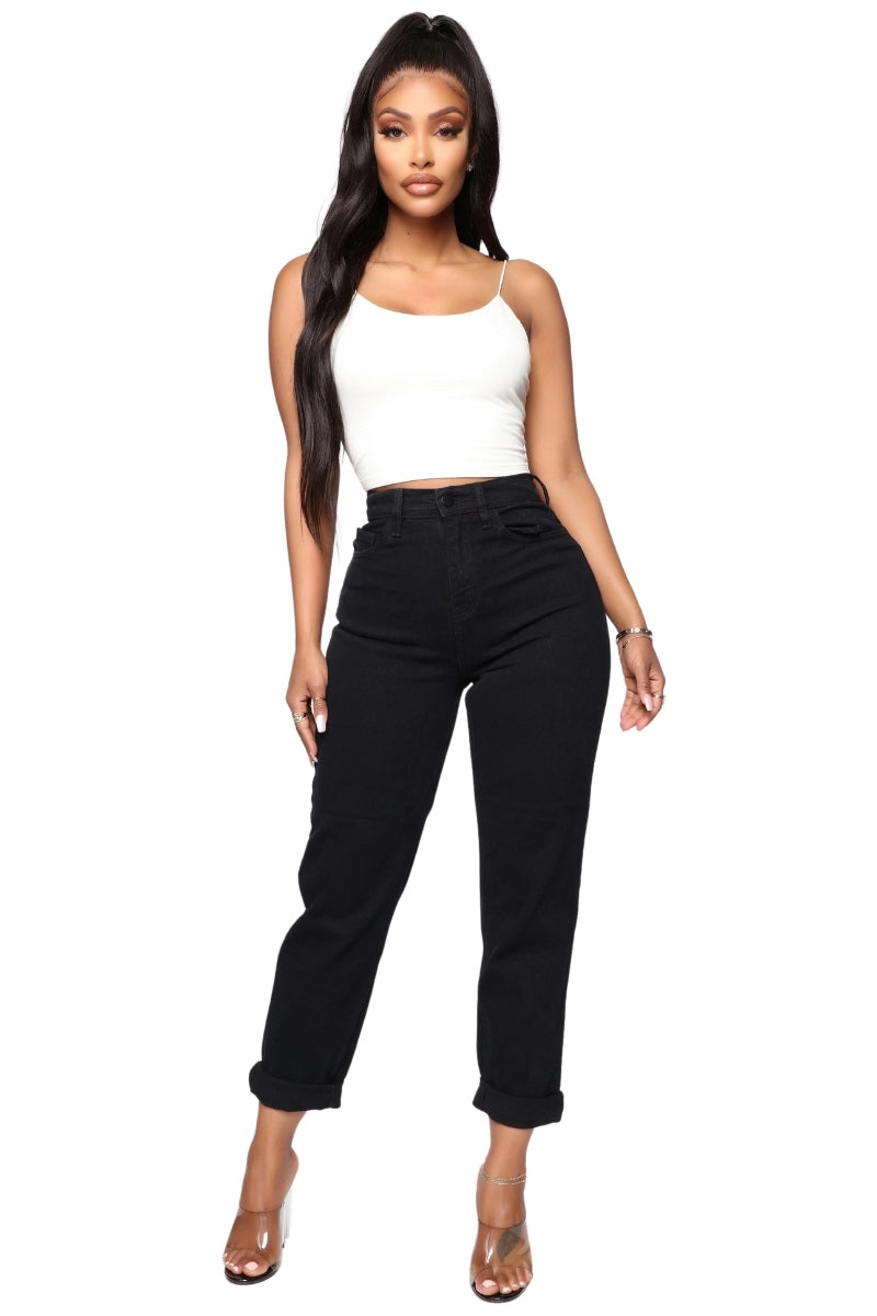 Black Denim Mom Jean