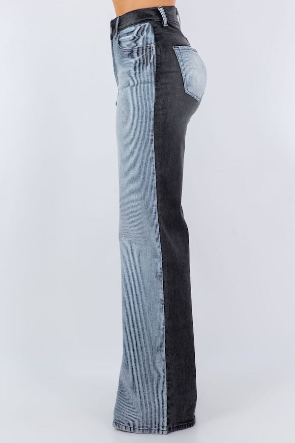Asymmetrical Wide Leg Jean in Black