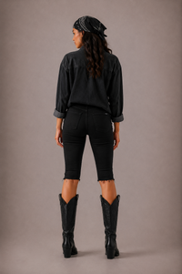 Rodeo Capri Short in Brown Cowhide