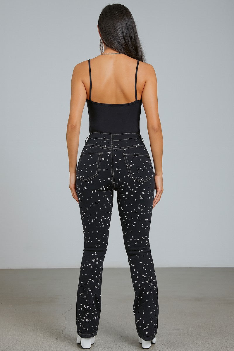 Galaxy Glow Rhinestone Boot Cut Jean Black Denim