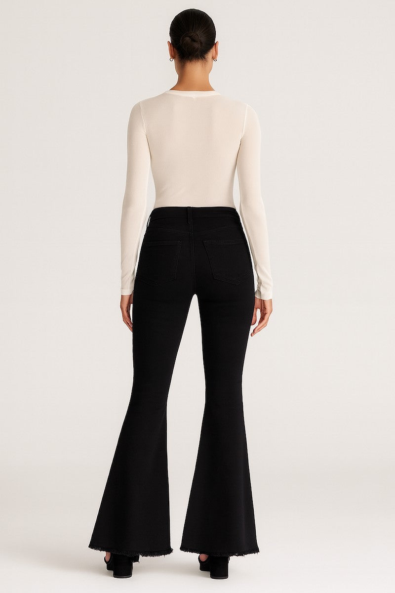 Black Flare Jeans with Stud Details