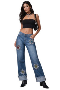Low Rise Rhinestone Daisy Jean