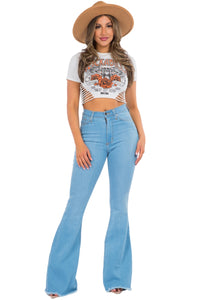 Classic Bell Bottom Jean in Light Blue