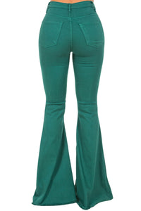 Bell Bottom Jean in Hunter Green