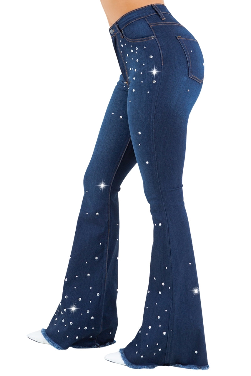 Vegas Glam Bel Bottom Jean in Dark Wash