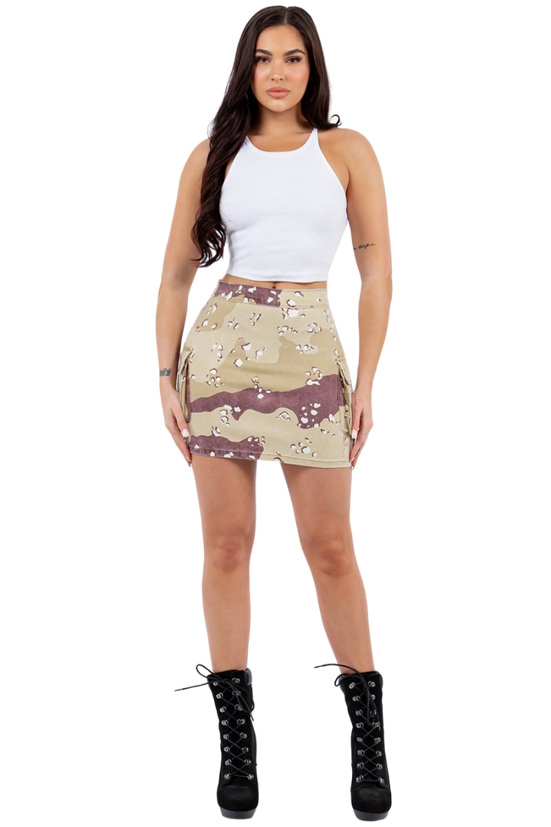 Cargo Mini Skirt in Desert Camo