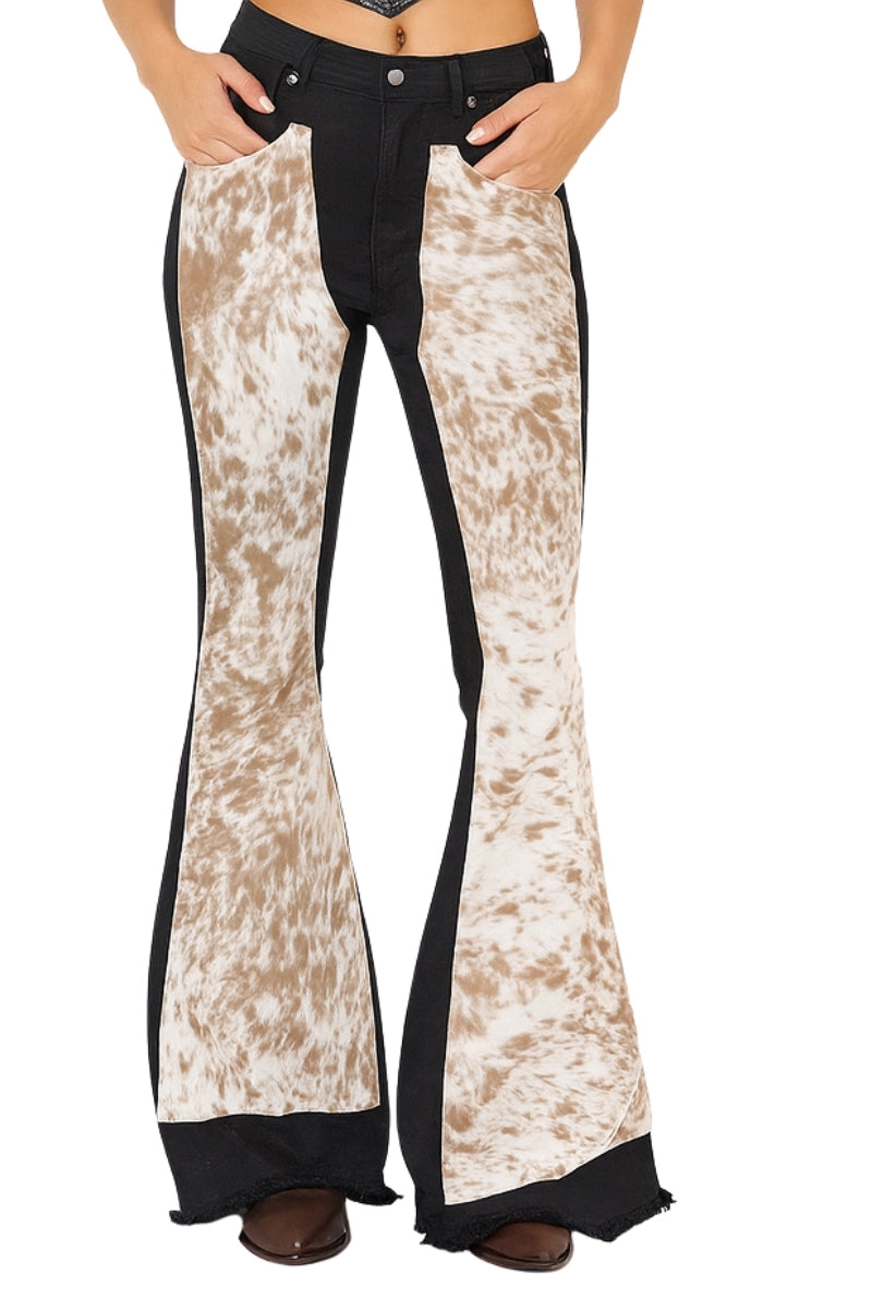 Rodeo Bell Bottom Jean in Black/Brown