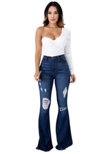 Skylar Flare Denim Jean  In  Dark Blue