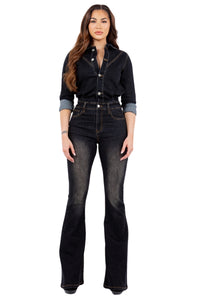 Nashville Denim Jumpsuit in Faded Black