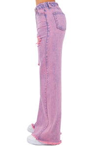 Tracey Wide Leg Jean in Vintage Pink