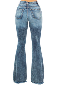 Storm Bell Bottom Jean in Stone Wash