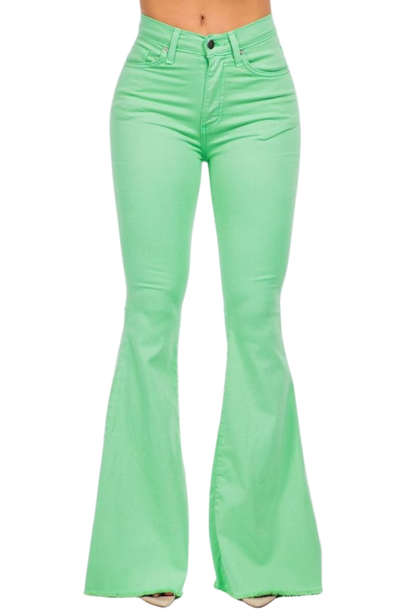 Bell Bottom Jean in Lime Green