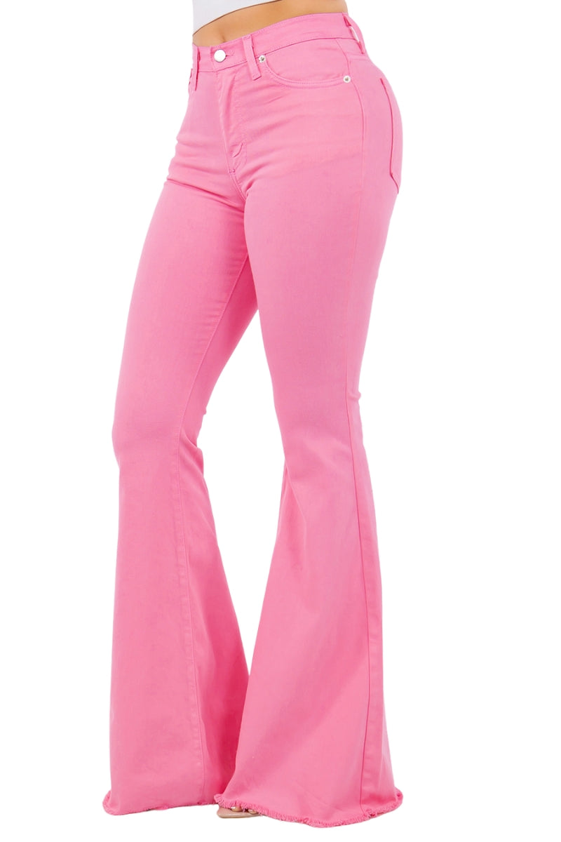 Bell Bottom Jean in Neon Pink