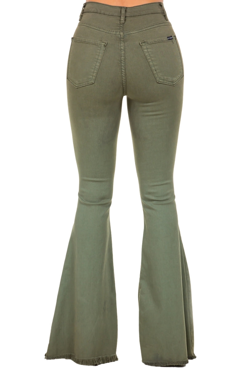 Bell Bottom Jean in Olive