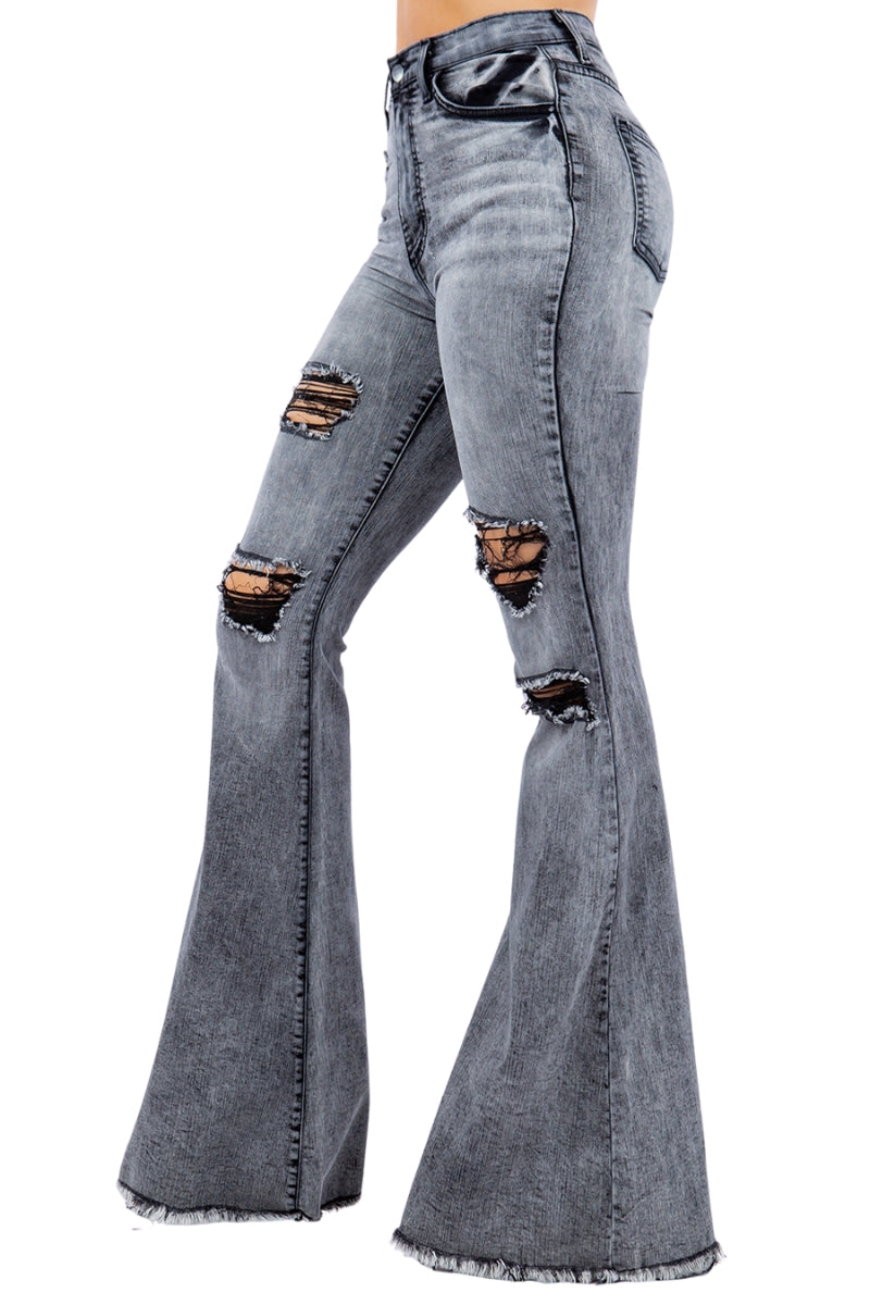 Storm Bell Bottom Jean in Charcoal Grey