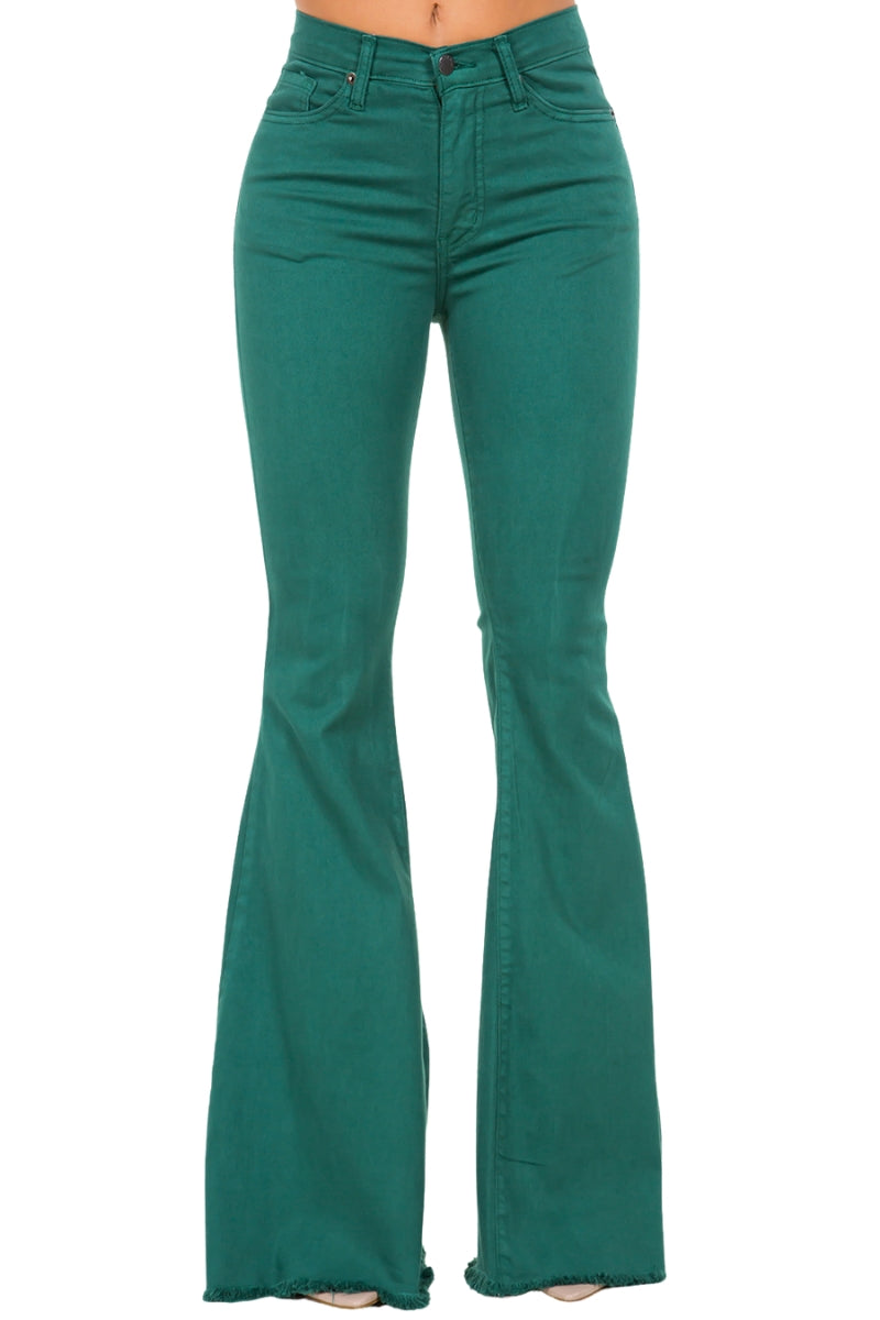 Bell Bottom Jean in Hunter Green