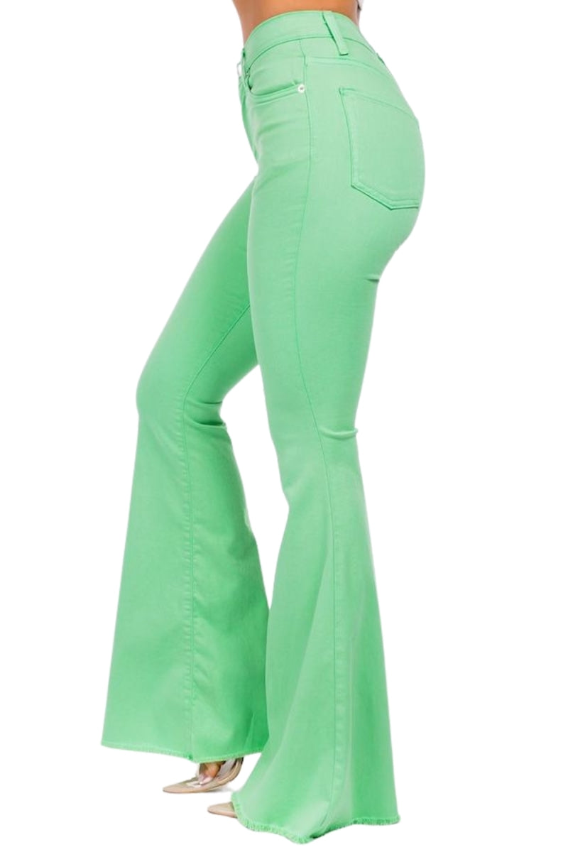 Bell Bottom Jean in Lime Green