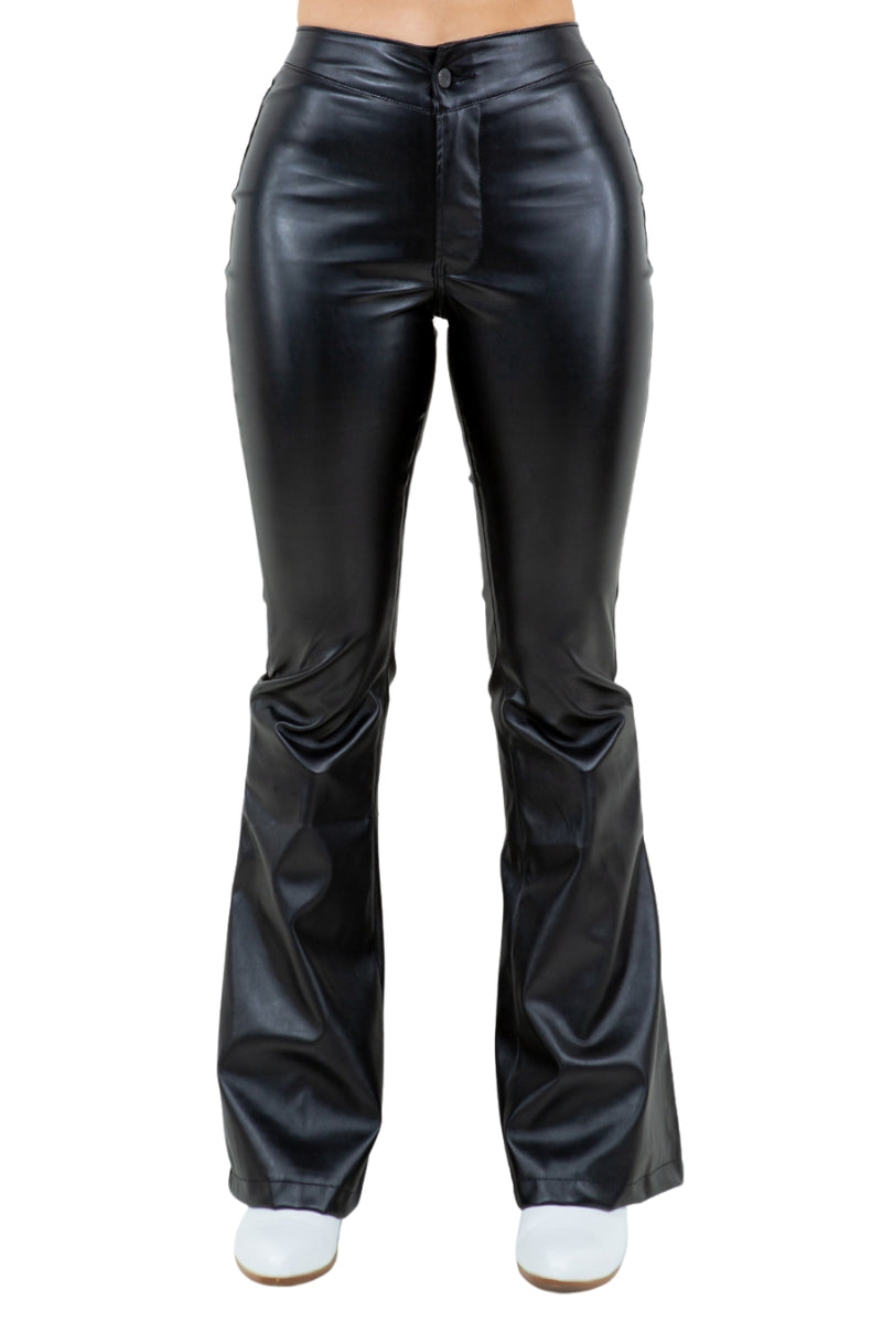 Bell Bottom Pant in Black Leather