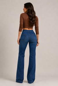 Robin Wide Leg Flare Jean in Dark Wash
