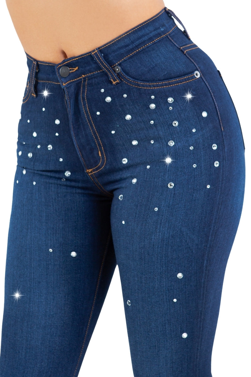 Vegas Glam Bel Bottom Jean in Dark Wash