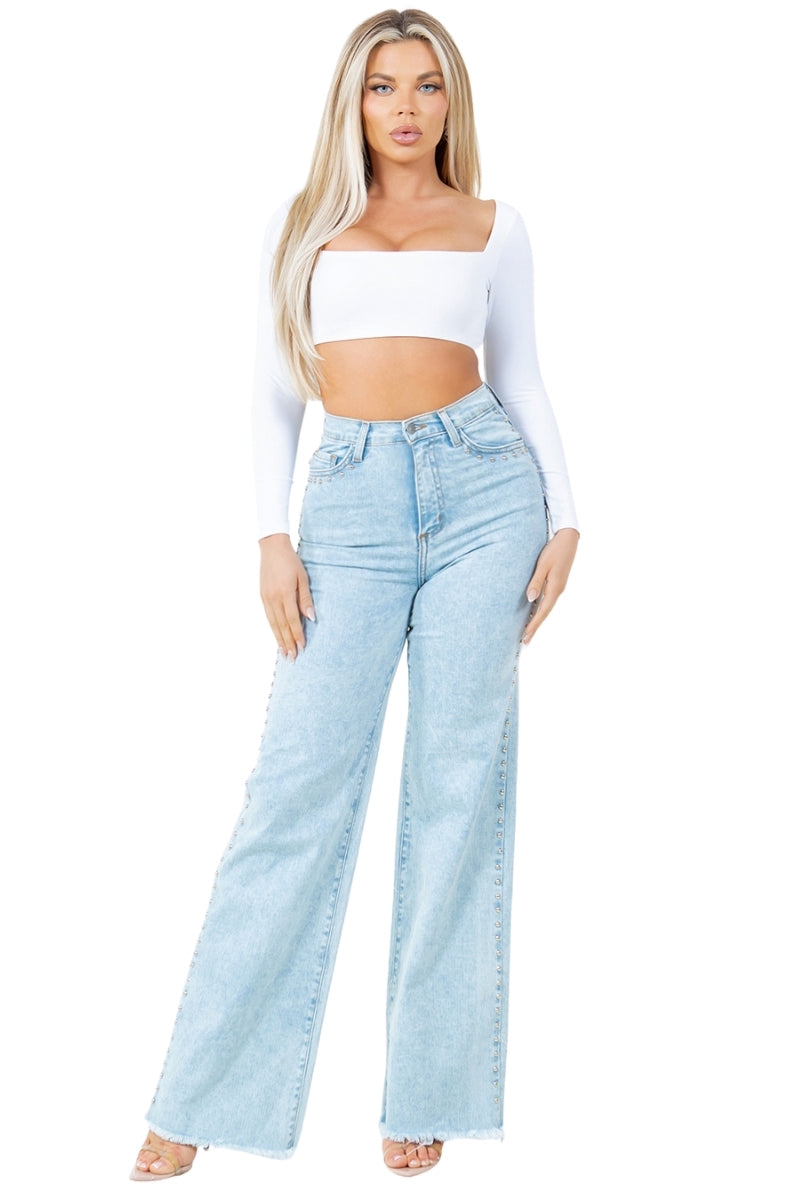 Brooklyn Studded Wide Leg Jean