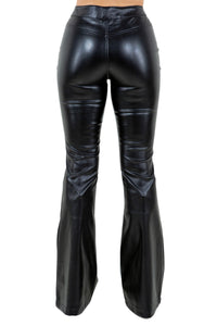 Bell Bottom Pant in Black Leather