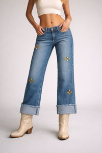 Low Rise Gem Studded Jean