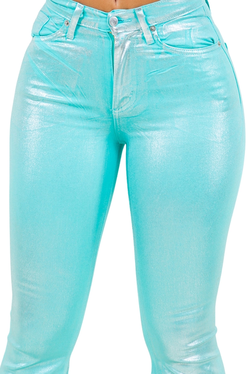 Glister Bell Bottom Jean in Turquoise